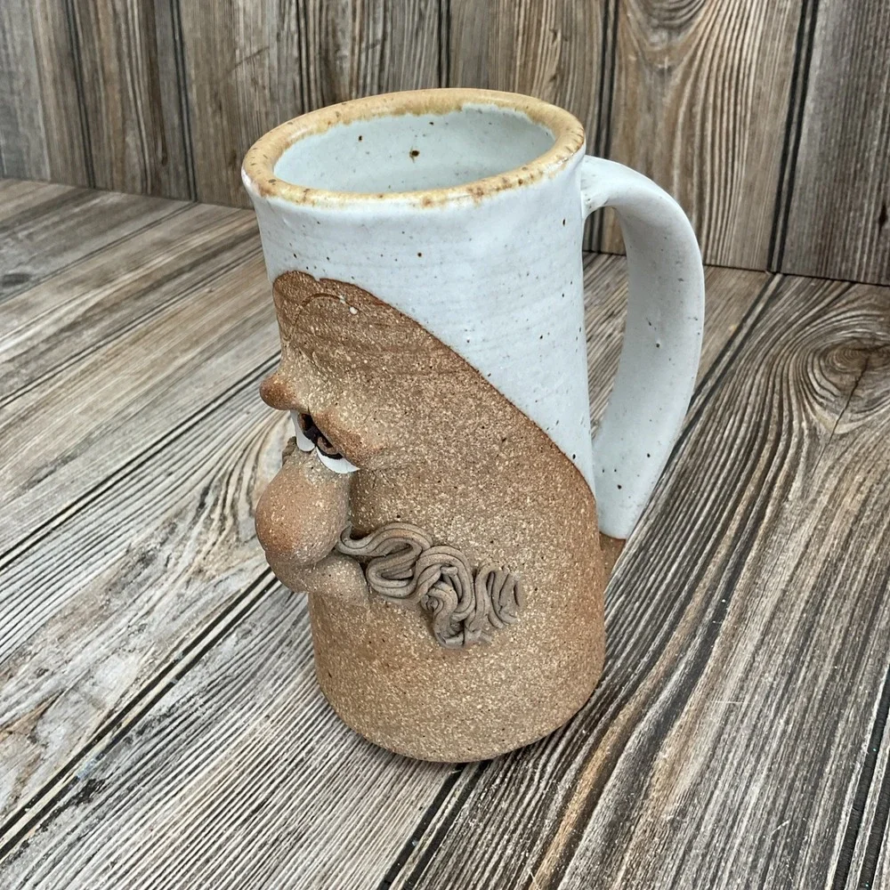 Stoneware Face Mug Vintage 3-D Golden Age Mustache Old Men 7